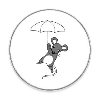 Cute Flying Mouse - Round  fridge magnet - white - Front