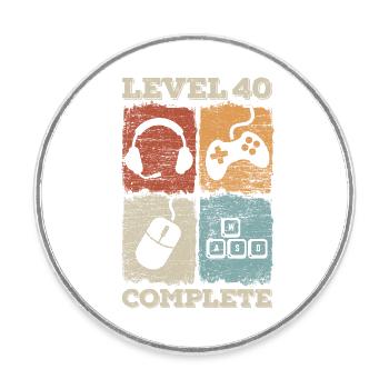 40. Geburtstag Level Complete Gaming - Runder Kühlschrankmagnet - Weiß - Vorne