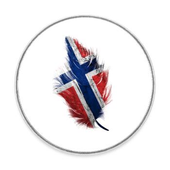 Feder Norwegen - Runder Kühlschrankmagnet - Weiß - Vorne