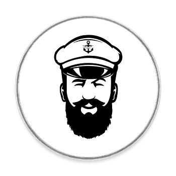 Captain - Runder Kühlschrankmagnet - Weiß - Vorne