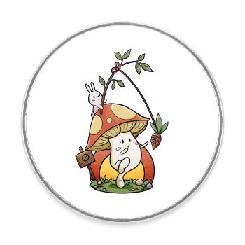 Mushroom - Round  fridge magnet - white - Front