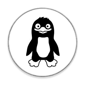 Ulkiger lustiger Pinguin grinst - Runder Kühlschrankmagnet - Weiß - Vorne