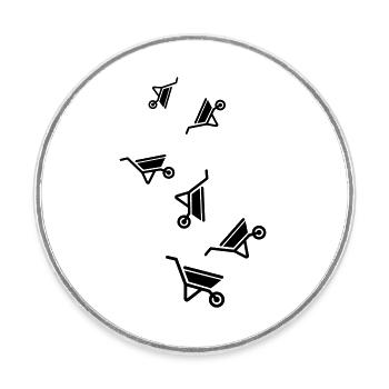 Schubkarre Symbol - Runder Kühlschrankmagnet - Weiß - Vorne