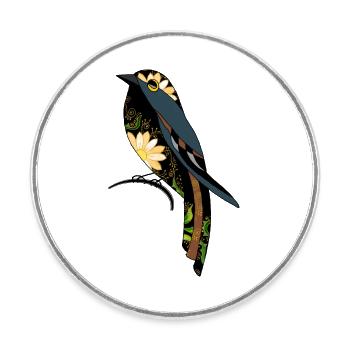 Oiseau - Magnet rond - blanc - Devant