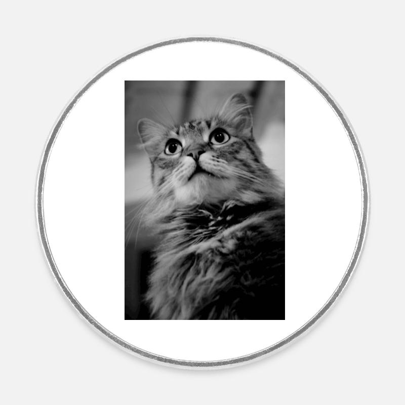 Chat - Magnet rond - blanc