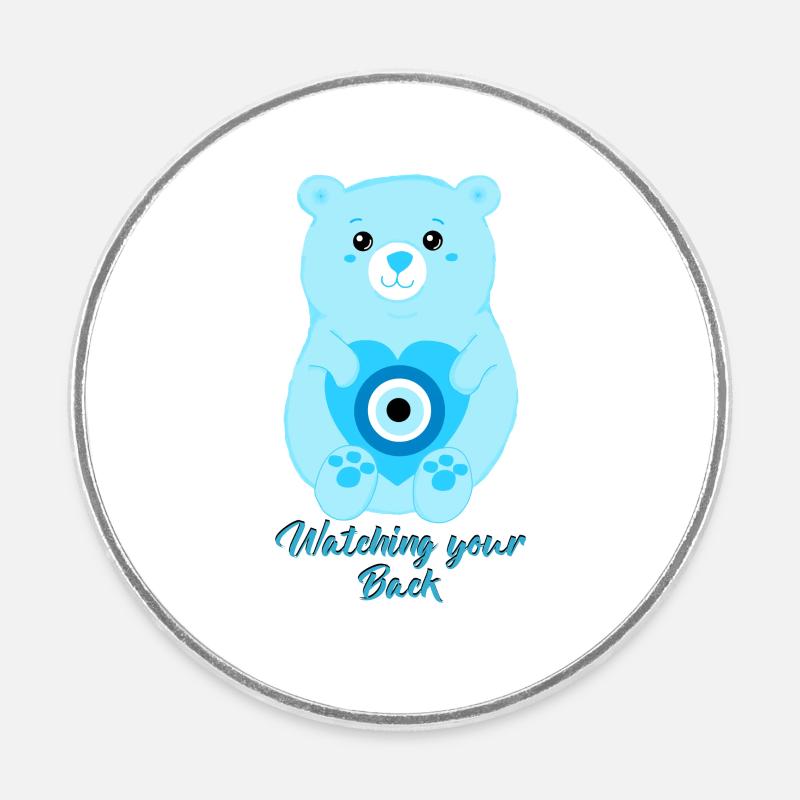 Evil Eye Protective Bear - Round  fridge magnet - white