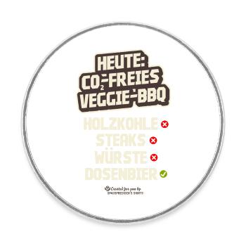 Veggie BBQ CO2-neutral ohne Fleisch und Holzkohle - Runder Kühlschrankmagnet - Weiß - Vorne