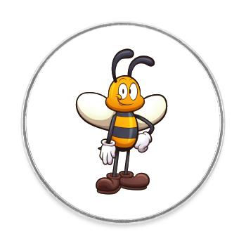 Abeille de dessin animé mignonne amicale - Magnet rond - blanc - Devant