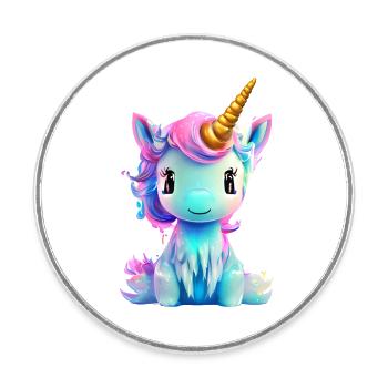 Licorne Fille Licorne Licorne Mythique Animal Licornes - Magnet rond - blanc - Devant