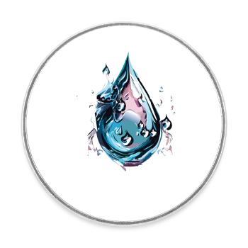 Chrome Water Drop - Round  fridge magnet - white - Front