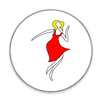 Tänzerin / Ballerina - mit anpassbaren Motivfarben - Runder Kühlschrankmagnet - Weiß - Vorne