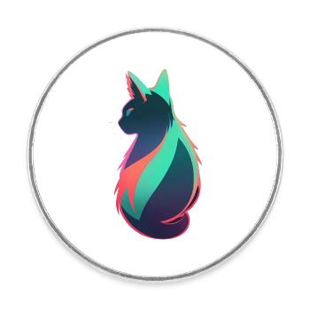 wonderful cat neon colorful colorful - Round  fridge magnet - white - Front