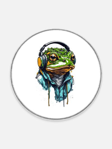 Frog music - Runder Kühlschrankmagnet - Weiß