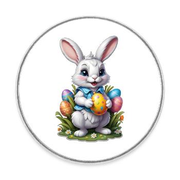 Lapin de Pâques - Magnet rond - blanc - Devant