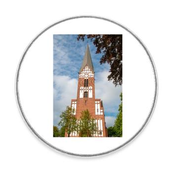 St. Jürgen Kirche Flensburg - Runder Kühlschrankmagnet - Weiß - Vorne