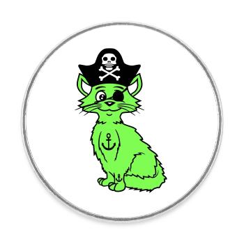 Cute Pirate Cats Buccaneer Eye Patch Hat Costume - Round  fridge magnet - white - Front