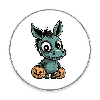 Esel Halloween Comic Lustig - Runder Kühlschrankmagnet - Weiß - Vorne
