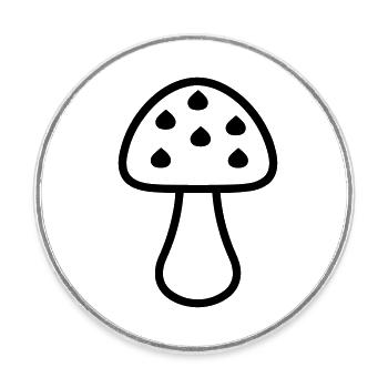 Champignon - Magnet rond - blanc - Devant