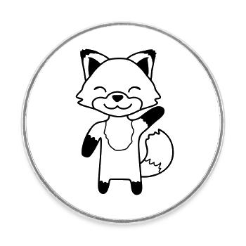 Renard agitant la main amicale bonjour salutation mignon - Magnet rond - blanc - Devant
