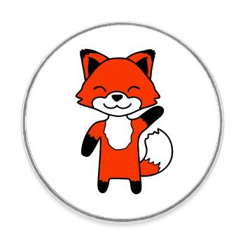 Renard agitant la main amicale bonjour salutation mignon - Magnet rond - blanc - Devant