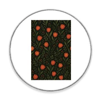 Motif Tulipe - Magnet rond - blanc - Devant