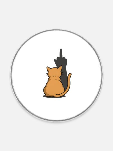 Katze Mittelfinger Schatten - Runder Kühlschrankmagnet - Weiß