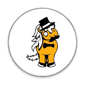 Cheval Sir Lord Rich Monocle Lunettes Chapeau haut de forme - Magnet rond - blanc - Devant