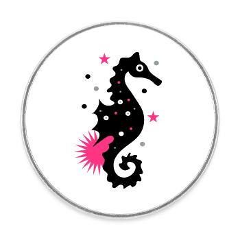 Sea horse - Round  fridge magnet - white - Front