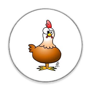 Poulet - Magnet rond - blanc - Devant