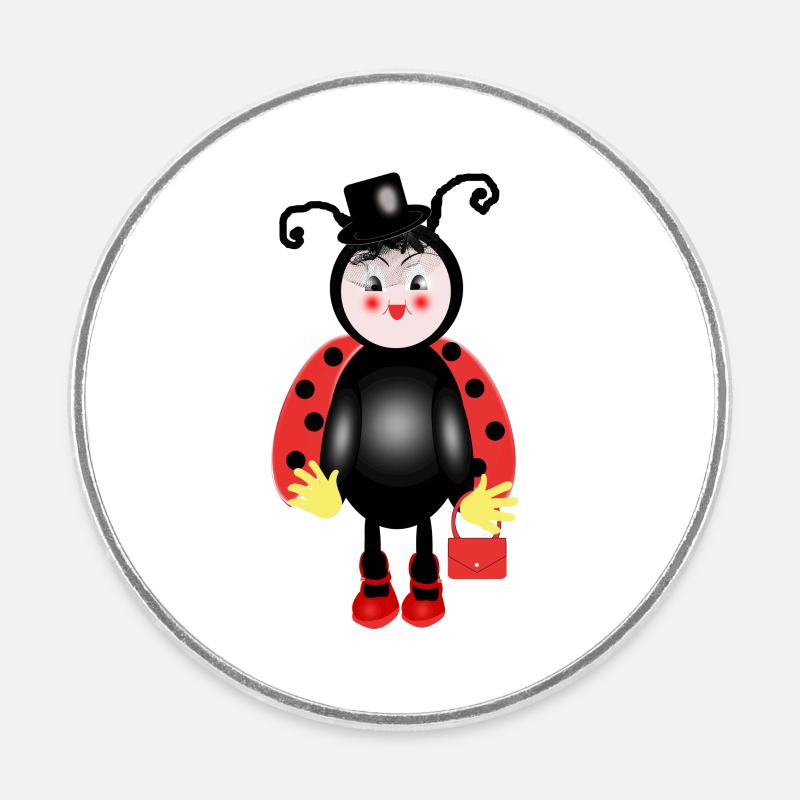 ladybug - Round  fridge magnet - white