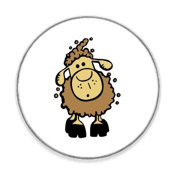 Flauschiges Schaf I Schäfchen I Kinder Geschenk - Runder Kühlschrankmagnet - Weiß - Vorne