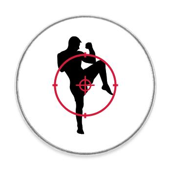 Kickboxing / Kick-Boxeur / Kick Boxing / - Magnet rond - blanc - Devant