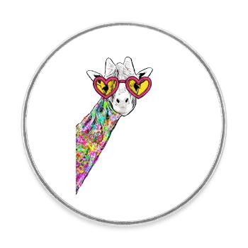 Zeichnung Süße Giraffe Bunt Hipster Mit Herzbrille - Runder Kühlschrankmagnet - Weiß - Vorne