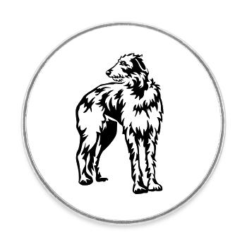 Scottish Deerhound - Round  fridge magnet - white - Front