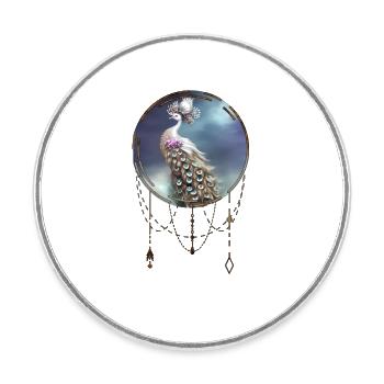 Merveilleux paon élégant - Magnet rond - blanc - Devant