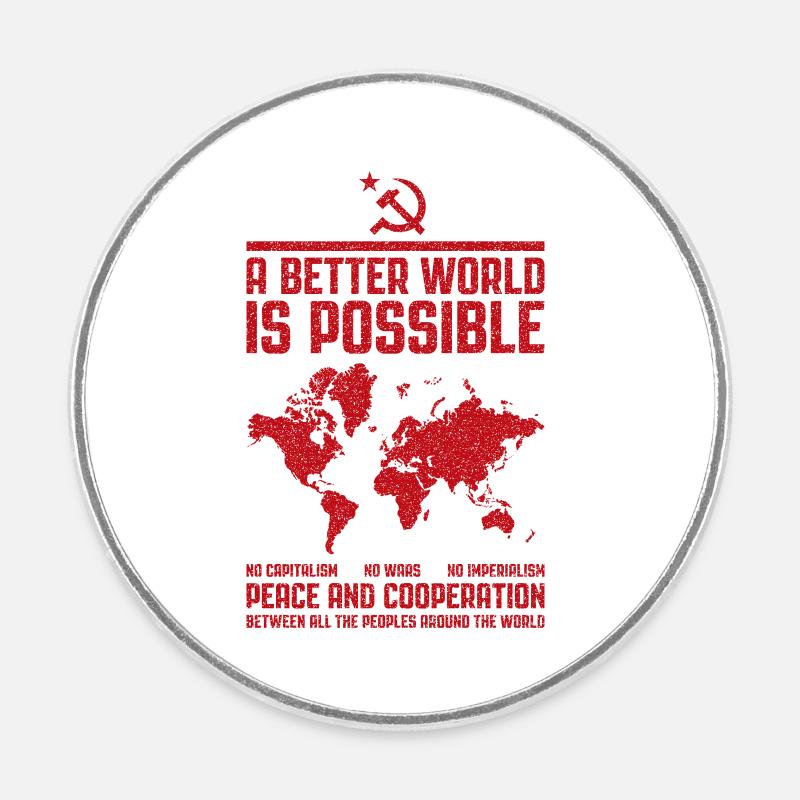 Communist world - A better world is possible - Round fridge magnet - white