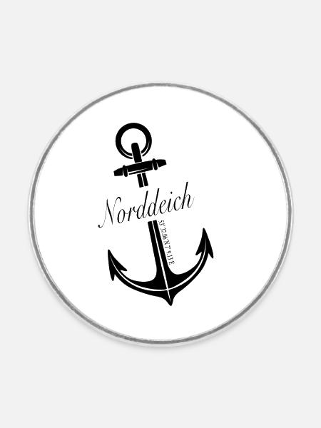Norddeich - Runder Kühlschrankmagnet - Weiß