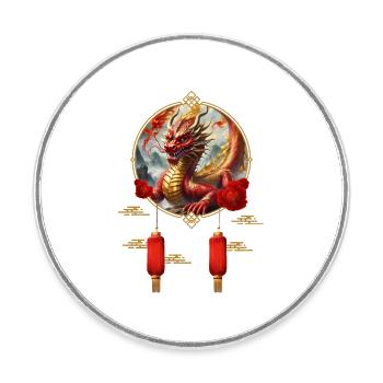 Bonne année du Dragon Chinois. - Magnet rond - blanc - Devant