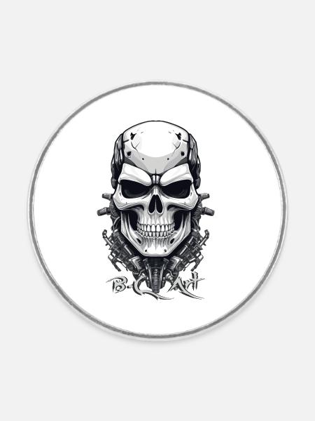 Totenkopf B.C Kunst - Runder Kühlschrankmagnet - Weiß
