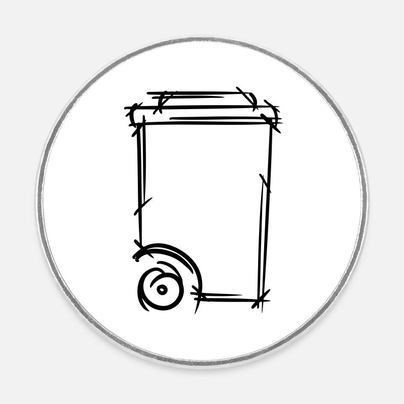 Mülltonne Zeichnung. Müllmann. Müllabfuhr. - Runder Kühlschrankmagnet - Weiß
