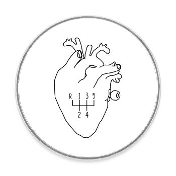 Pilote de changement de vitesse en forme de cœur - Magnet rond - blanc - Devant