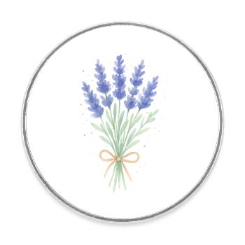 Bouquet de lavande - Magnet rond - blanc - Devant