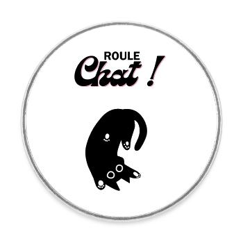 Chat en roue libre ! - Magnet rond - blanc - Devant