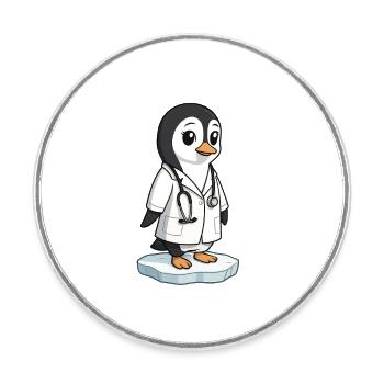 Soin pingouin en blouse de médecin - Magnet rond - blanc - Devant