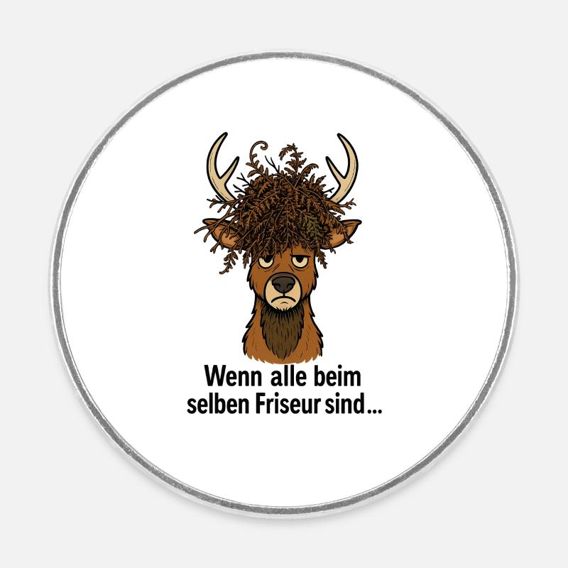Coiffeur Hirsch Horst - Magnet rond - blanc