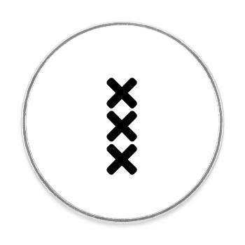Amsterdam Noir XXX - Magnet rond - blanc - Devant