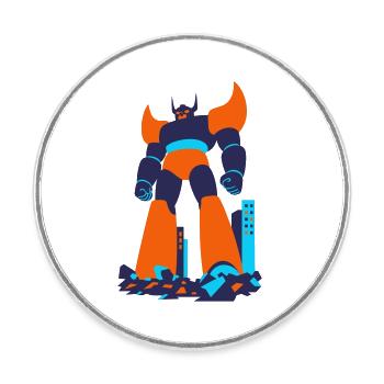 Mecha Giant in Tokyo - Round  fridge magnet - white - Front