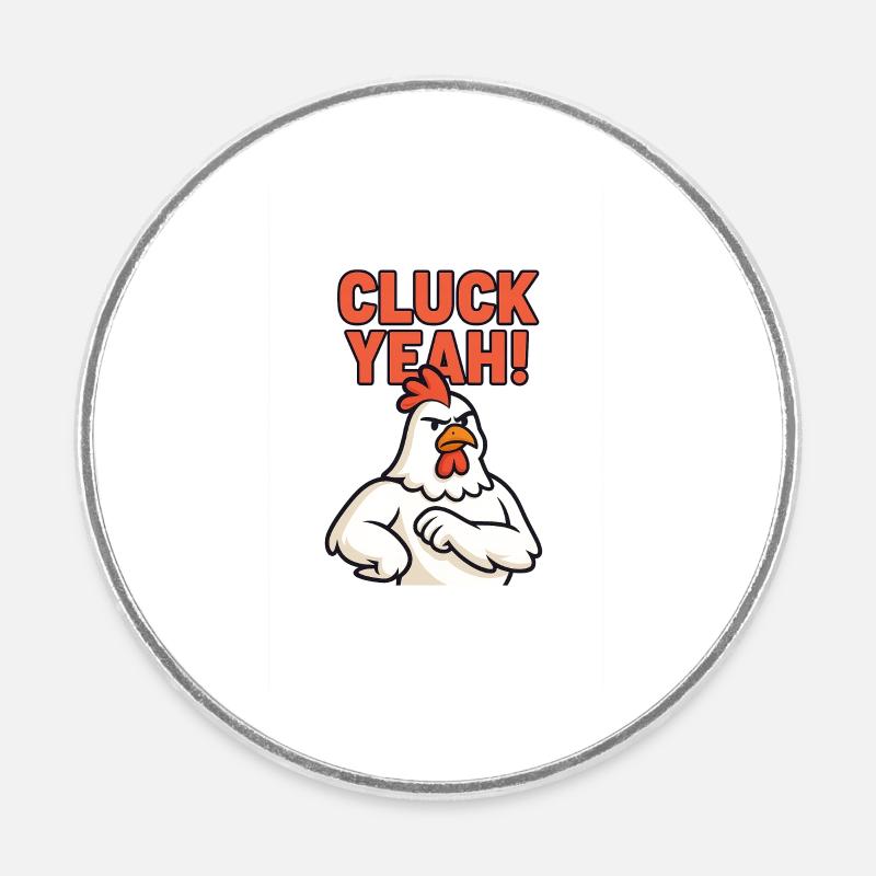 Expressive Rooster 'Cluck Yeah' Design - Round fridge magnet - white