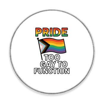 Conception colorée du drapeau de la fierté avec humour - Magnet rond - blanc - Devant