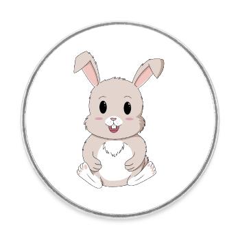Kawaii süßer Hase - Runder Kühlschrankmagnet - Weiß - Vorne